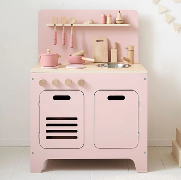 Holz-Spielküche für Kinder mit Zubehör – Rosa